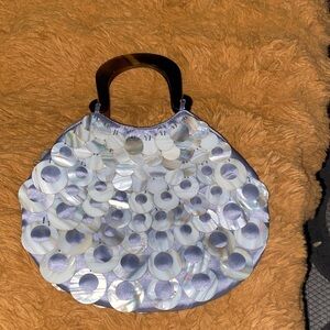 Chic Silver Disc Women's Shoulder Bag